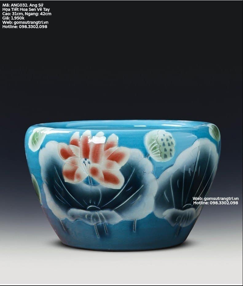 ANH SỨ HỌA TIẾT HOA SEN VẼ TAY